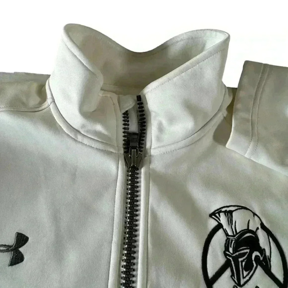 Under Armour White Full Zip Jacket Embroidered Spartan Lacrosse Zip Pockets - Picture 7 of 10